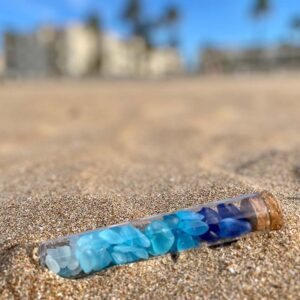 Sky Sea Glass in a Glass Vial