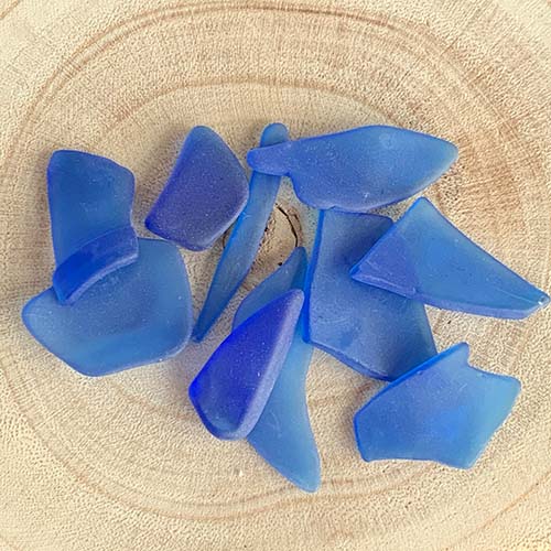 Tumbled Glass Cornflower Blue Pieces in Bulk - Love Sea Glass