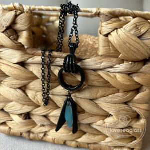 lsg - Hang On - Dark Gothic Sea Glass Necklace