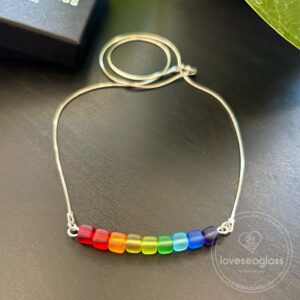 Vibrant Cubes rainbow seagrass necklace