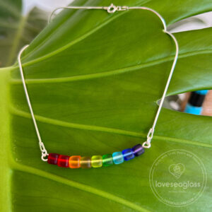 Vibrant Cubes Recycled Glass Rainbow Necklace